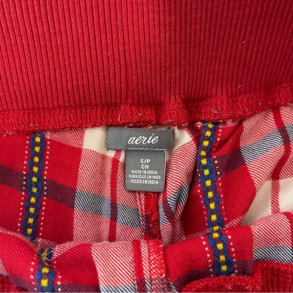 Aerie Red White & Navy Blue Plaid Drawstring Jogger Pajama Pants Small Women’s - Picture 10 of 12